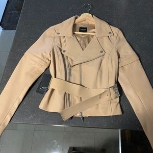 Marciano 100% Leather Nude Jacket Size S BRAND NEW WITH TAGS
